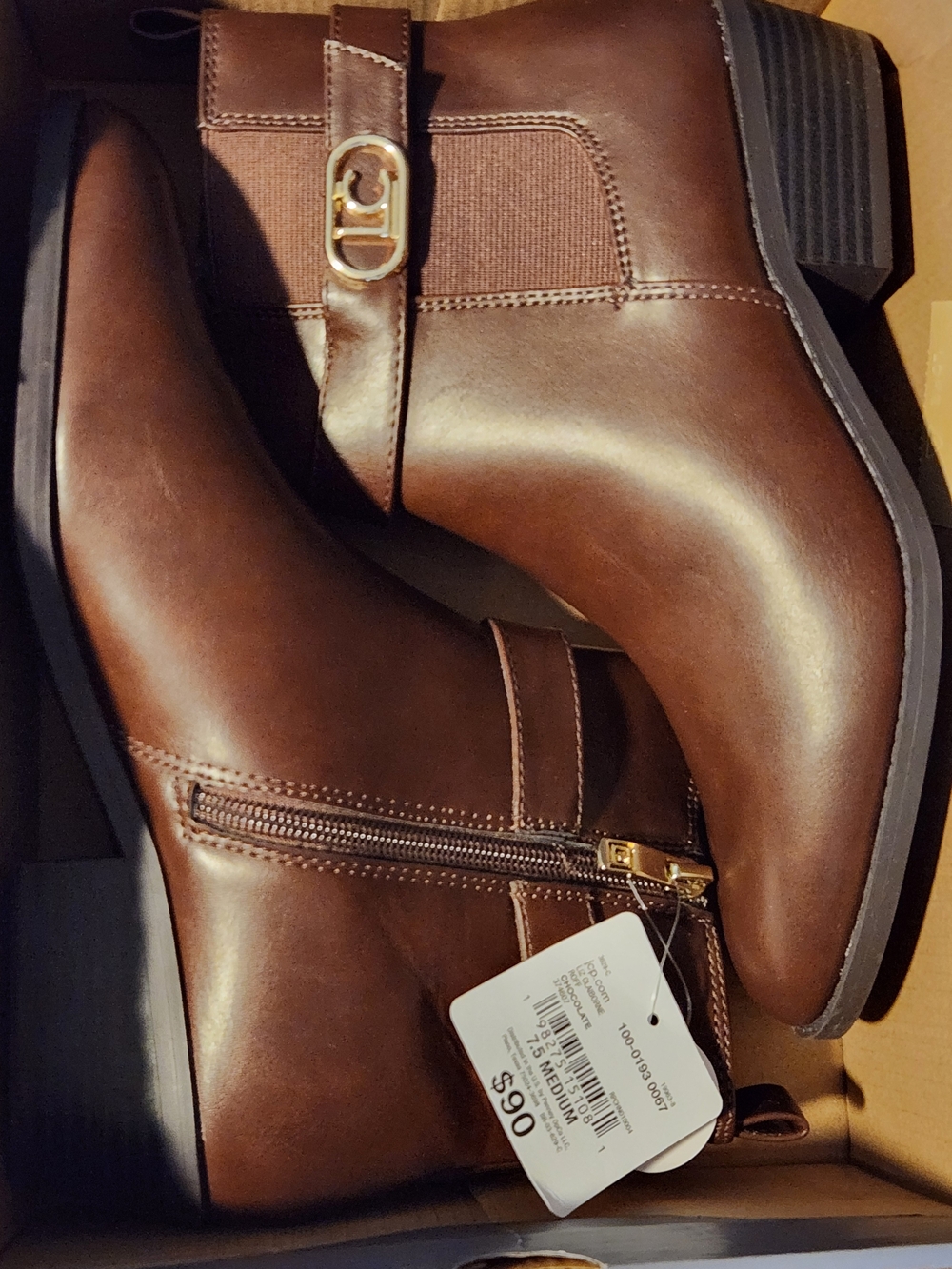 Liz Claiborne LC Roff Chocolate Brown Memory Foam Ankle Boots Size 7.5M NWT